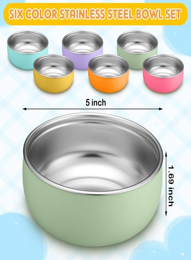 نوجو مجموعة نوجو من 6 قطع من أوعية الأطفال المصنوعة من الفولاذ المقاوم للصدأ 304 مع غطاء سيليكون قابل للإزالة، أوعية للأطفال الصغار، حاويات طعام مضادة للحروق للأطفال، آمنة للغسل في غسالة الأطباق (لون منعش). - Image 4